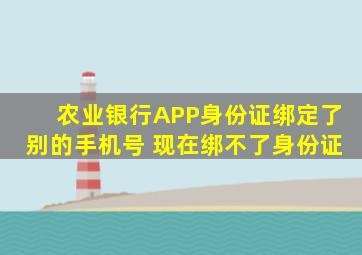 农业银行APP身份证绑定了别的手机号 现在绑不了身份证